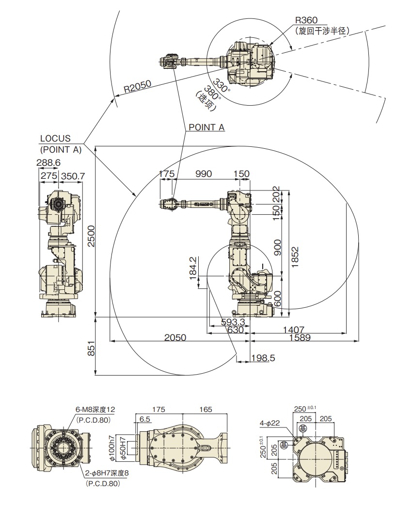 NACHI 7軸機器人 MR35?MR50的工作范圍